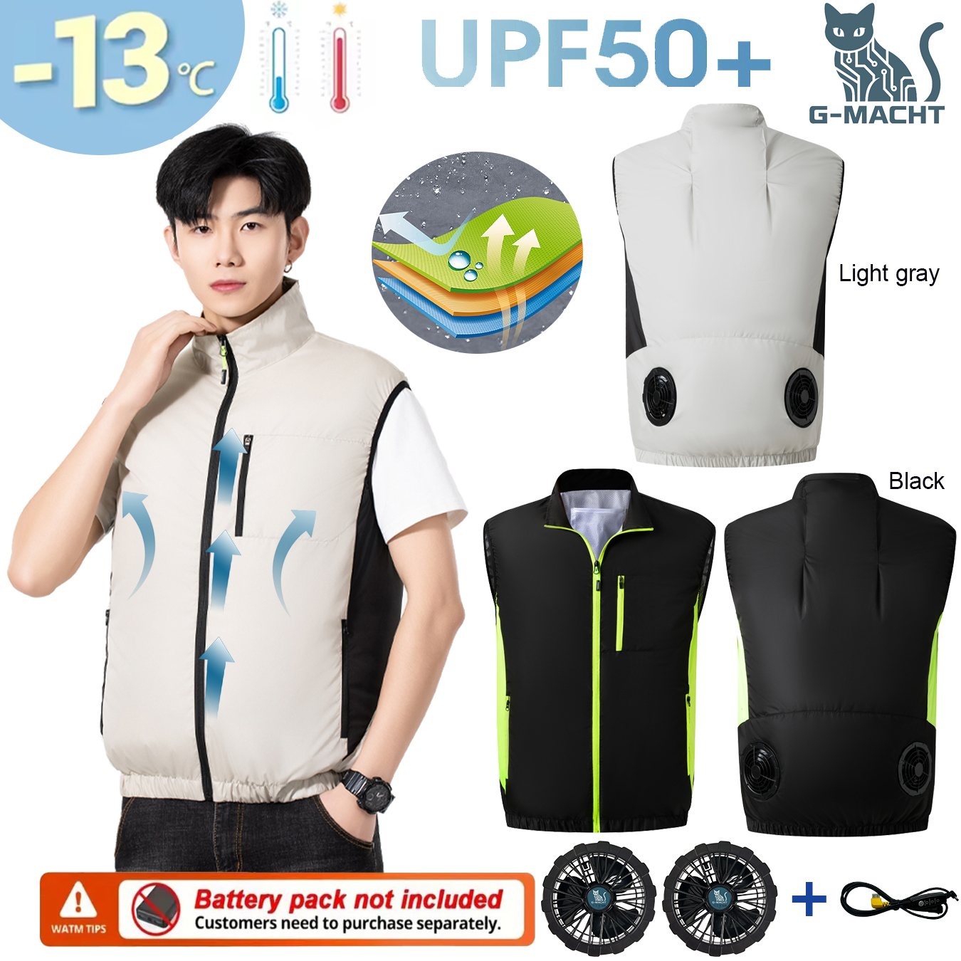 Fishing Vest - Летняя дышащая охлаждающая жилетка с вентилятором,